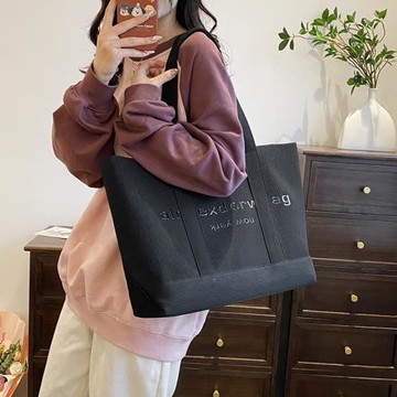 高級質感托特包包女螺紋大容量腋下包手提單肩斜挎包通勤包購物袋