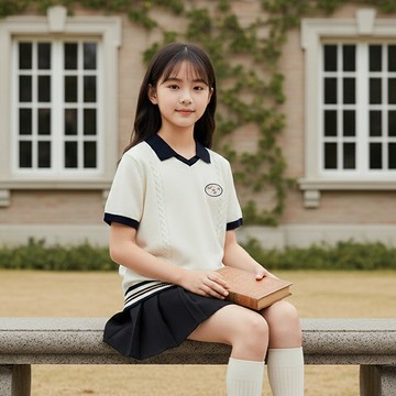 FILA KIDS 童復古麻花編織POLO線衫-米白 1SWA-4421-IV