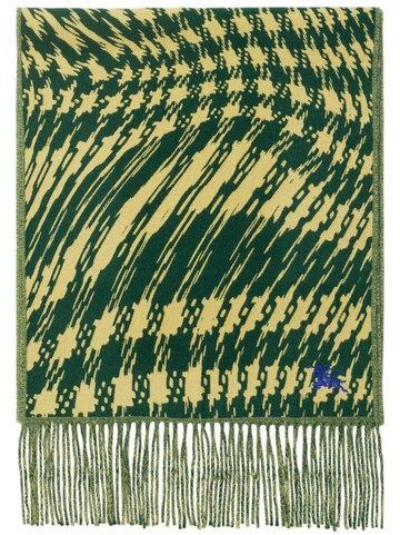 Burberry - Warped houndstooth-pattern cashmere scarf - unisex - Cashmere/Polyamide/Wool - One Size - Green