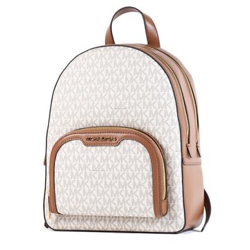 MICHAEL KORS JAYCEE 緹花LOGO防刮拉鍊後背包-香草白/中