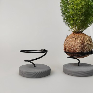水泥製木紋苔球底座