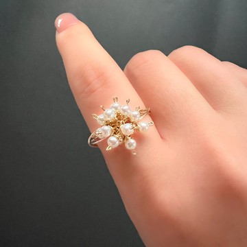 兩用戒指 & 耳骨夾 手工製作 14KGF 淡水珍珠 〜AWAYUKI【附贈禮盒】