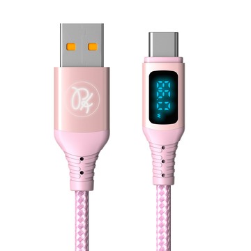 PICKOGEN Type-C充電傳輸快充閃充線 QC4.0 VAW數顯 維納斯 1.2M 粉色 支援安卓/手機/平板