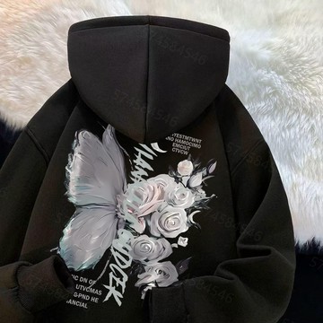 【現貨！大蝴蝶印花】重磅帽t 680g純棉帽t 衛衣男生美式復古oversize 帽t 大學t 秋冬季長袖上衣 男生衣服