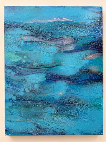 【藍潮交響】無框抽象畫