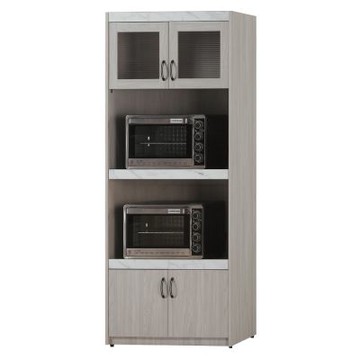 文創集 曼尼奇2.8尺四門雙拉盤電器櫃/高餐櫃-60x40x203cm免組