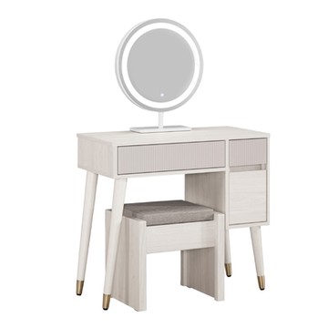 文創集 摩克2.7尺三抽鏡台/化妝台組合(觸控式鏡面＋化妝椅)-80x40x129cm免組