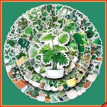 【防水小清新】手帳貼紙 植物貼紙 綠色植物塗鴉貼紙 行李箱貼紙 DIY裝飾貼紙 水杯貼紙 滑板貼紙 防水貼紙 100張入