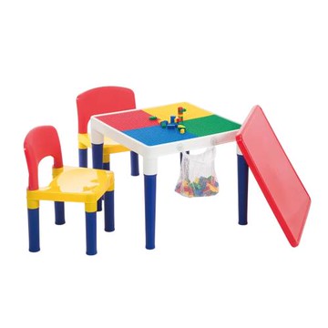 【孩子國】方形積木桌椅組~送網袋及100顆小積木/台灣製