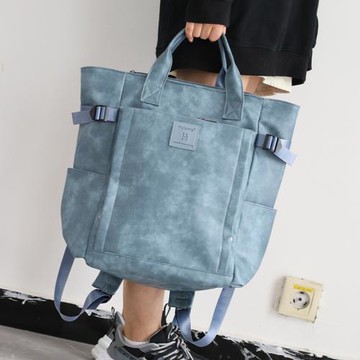 書包女大學生原創小眾高中大容量電腦包高級感pu英倫風雙肩包男女