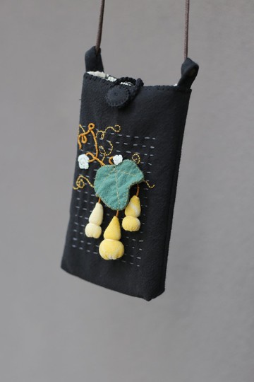 壹染指原創 棉麻全手縫 | 葫蘆 斜挎 手提 兩用 手機布包 | 客制