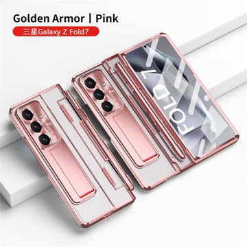 三星zfold7手機殼FOLD6平整鉸鏈折疊筆槽保護套W23電鍍鏡頭膜適用
