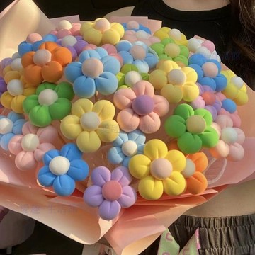 💖臺灣-熱賣💖創意手工禮物粘土花成品diy超輕黏土手工花節日擺件創意裝飾送膠06oE