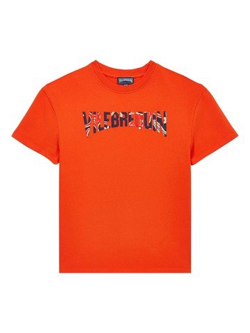 Vilebrequin - flocked-logo cotton T-shirt - kids - Organic Cotton - 2 yrs - Orange