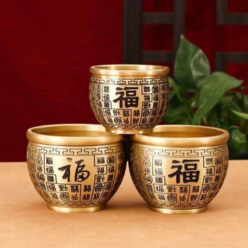 🤩新款🏆台灣出貨🏆真黃銅精雕福字百福缸招財聚寶盆黃銅米缸家庭工藝品擺件百福缸