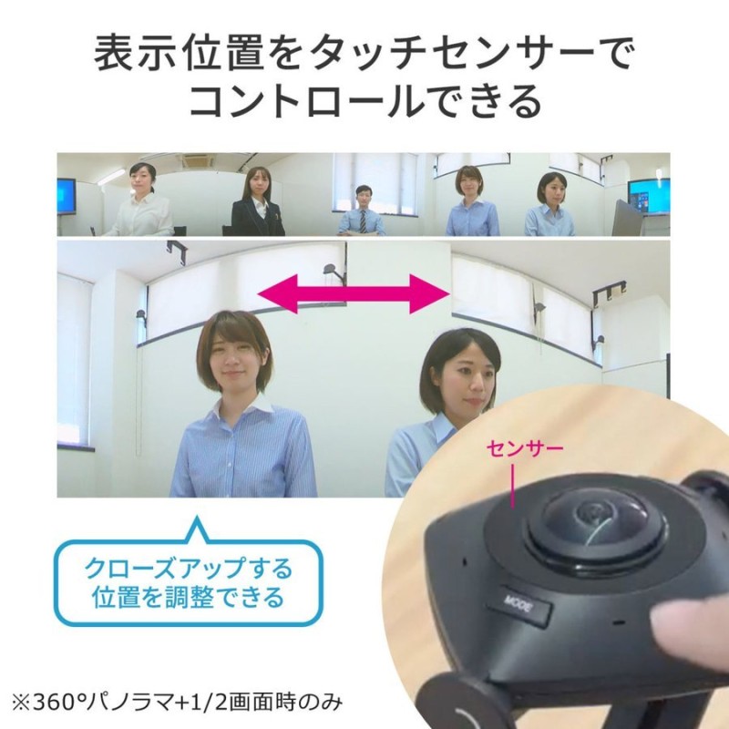 WEBカメラ 360度 200万画素 ノイズリダクションマイク付き 三脚対応