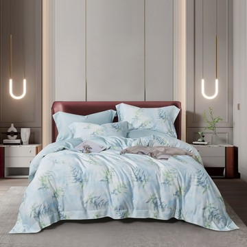 Pure One - 吸濕排汗天絲加大四件式床包鋪棉被套組-水方-含床包+鋪棉兩用被套+枕套*2