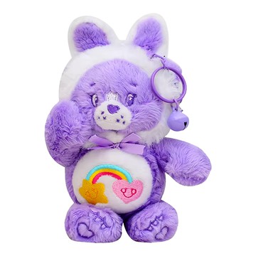 Care Bears 療癒立體造型絨毛公仔鑰匙圈掛飾 17cm 聚酯纖維  兔耳紫  1個