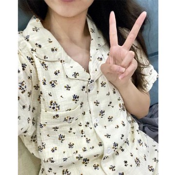 睡衣女夏季純棉短袖短褲套裝2023新款網紅風甜美碎花可外穿家居服