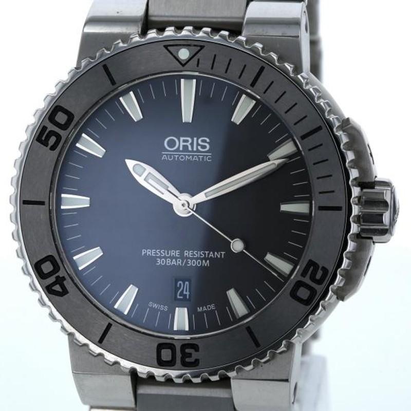 オリス ORIS アクイス デイト シースルーバック 733 7653 5143 自動巻式 グレー 文字盤 3針式 メンズ 腕時計 【hon】【中古】  | LINEブランドカタログ