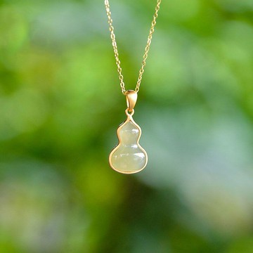 【墜享】天然和田玉碧玉葫蘆吊墜女款S925純銀時尚百搭復古銀飾品