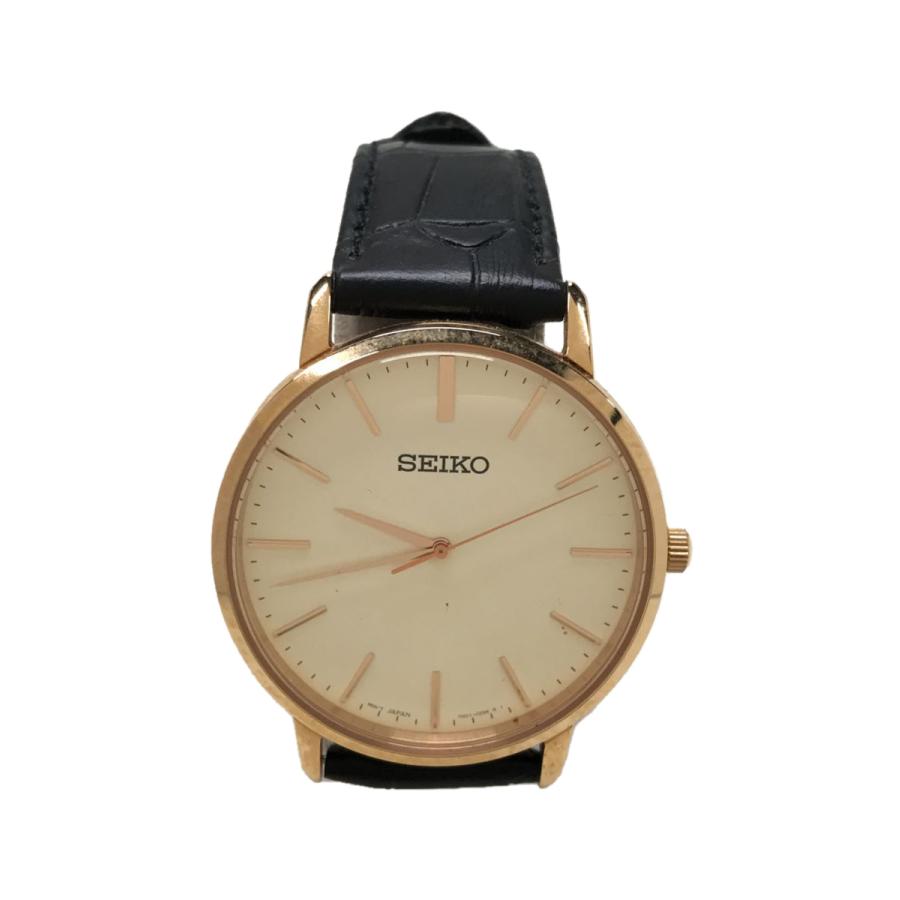 SEIKO◇腕時計/アナログ/レザー/CRM/BLK/ゴールドフェザー復刻モデル-