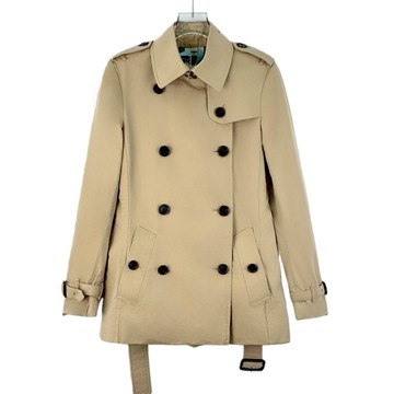 (S) burberry質感棉質排扣風衣棕色外套