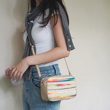 隨身收納 彩虹復古小方包 小物斜挎包