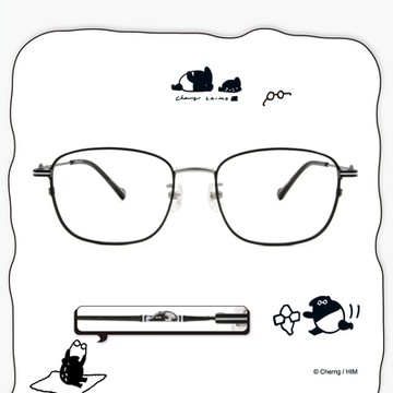 ❰台灣設計師聯名❱_LAIMO系列｜趴趴貘 方框眼鏡｜博學黑