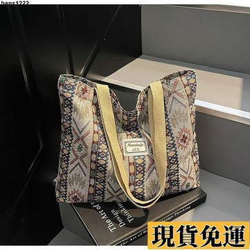 💦台灣限時低價💦 大容量小眾單肩包女2025新款ins帆布包托特上課手提包通勤