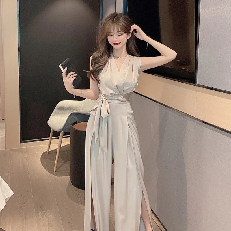 パンツドレス パーティードレス 韓国 おしゃれ 安い 即納 お呼ばれ ロング 結婚式 ブラック レッド 二次会 謝恩会 個性的 プチプラ ノースリーブ クラシカル 10代 代 30代 S M L Xl 人気 海外 エレガント シンプル セクシー Pots 結婚式 パンツドレス ｍ