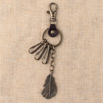 復古個性合金羽毛兩用鑰匙扣學生包包掛件送女朋友禮物創意鑰匙扣