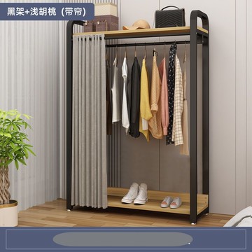 簡易衣櫃 落地衣櫃 沐昕簡約現代金屬衣帽架多功能衣架臥室家用落地儲物晾衣架收納架 可開發票  最低價 快速出貨