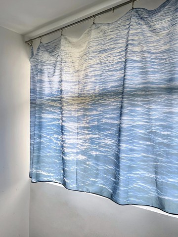 療愈系大海窗簾 門簾 背景布 布幔 墻壁掛布 沙發蓋布 親膚面料