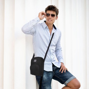 HUGGER好飽包跨肩包 - 黑色 (多分層/台灣設計/大容量/休閒斜跨包