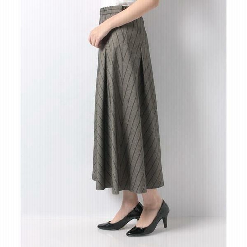 Leilian PLUS HOUSE / レリアンプラスハウス バイヤスボーダー柄フレア  