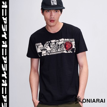 【買1送1↘滿額再折㊙】潮流鬼洗和柄短袖TEE(黑) - BLUE WAY 鬼洗い