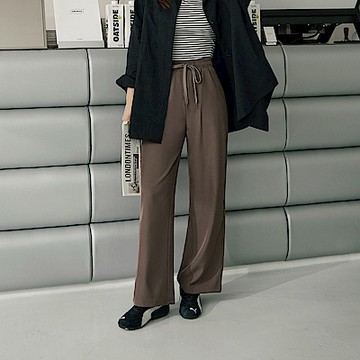 OB嚴選中大尺碼-不易皺腰鬆緊綁帶休閒直筒褲《BA7714》