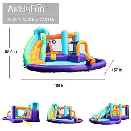 AirMyFun 空気注入式バウンスハウス 子供用 空気注入式ウォータースライド ブロワー付き 空気注入式ウォーターバウンスハウス 空気注入式プールスライド 極厚素