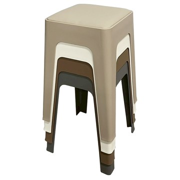 AOTTO莫蘭迪貓抓皮加厚疊加方形椅凳-4入(凳子 椅子 方凳 化妝椅 塑膠椅咖啡色