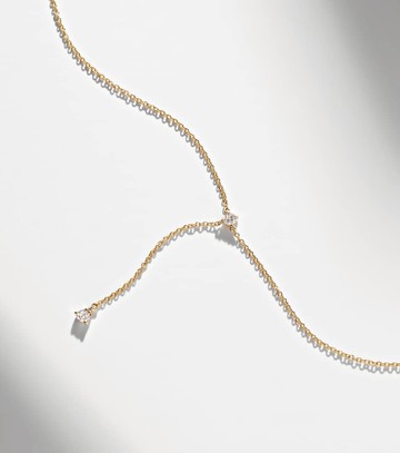 Stone and Strand Perfect Pear 14kt gold lariat necklace with diamonds