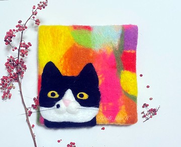 濕氈畫 繽紛世界的賓士貓
