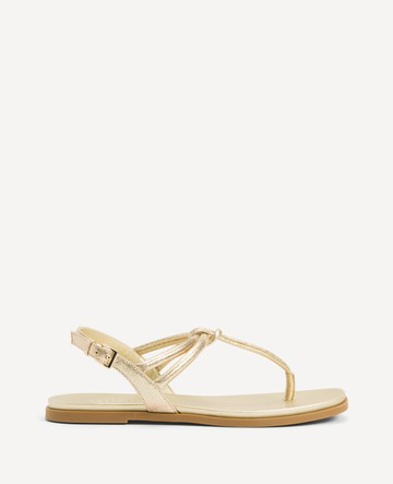Kenneth Cole | Warren Knot Flat Sandal in Soft Gold Microsuede, Size: 9.5