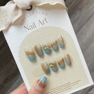 💟加一手工甲💅🏻【原創實拍】高級輕奢春夏新款焦糖暈染帶鑽手工穿戴甲可拆卸貼片純手工穿戴甲 THM2