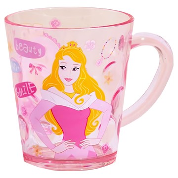迪士尼公主 透明手把杯子 260mL AS材質  透明粉  1個