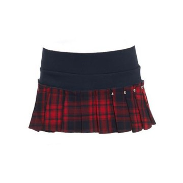 自制美式辣妹衛衣螺紋拼接紅格灰格百褶裙亞文化朋克低腰超短裙子