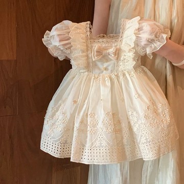 夏日小公主~女童洋裝夏新款禮服小童寶寶法式洋氣公主裙 夏季連身裙 韓版裙子 女童連衣裙 洋裝 夏裝 圓領連衣裙