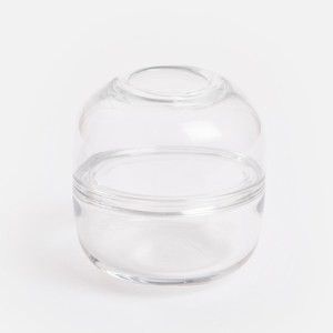 查莉造型透明玻璃花器13.5cm 橢圓窄口