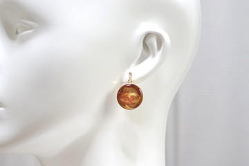 樹脂藝術 圓形耳環・大正羅馬風