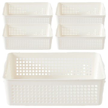 HOMZ Brida 韓國製萬用收納籃 3號  21 x 29 x 9cm  乳白色  5個